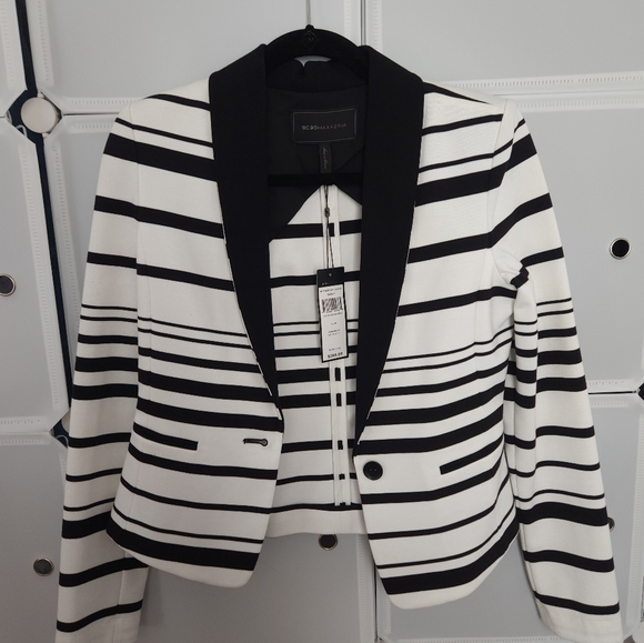 BCBGMaxAzria Bowie Jacket Size S Stripped Black ane Offwhite